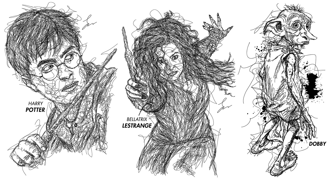 cine personajes famosos  johnny depp harry potter Michael Jackson ilustracion ILLUSTRATION  Movies draw