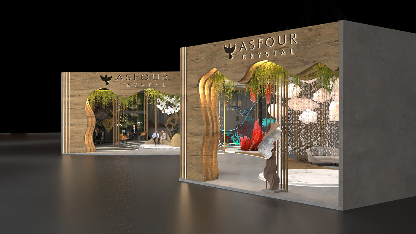 exhibition stand booth design 3d modeling visualization corona asfour crystal 3ds max architecture