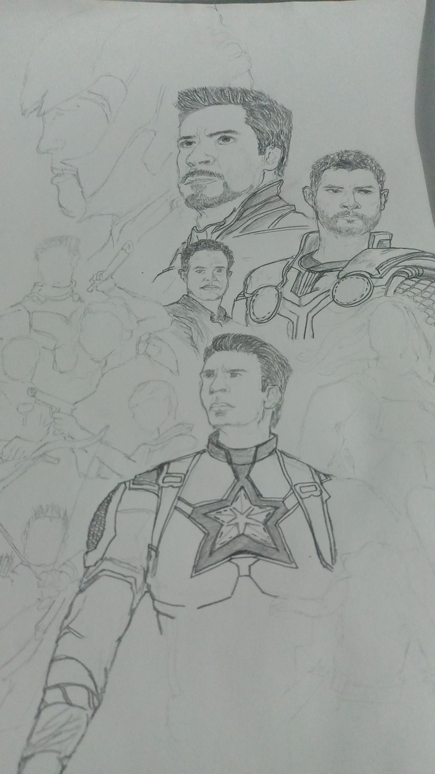 Avengers endgame sketch iron man Thor Hulk captain america