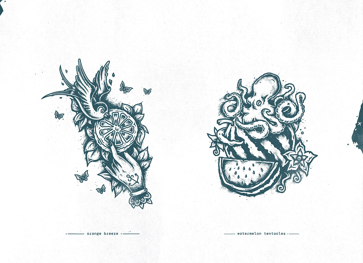 artwork Digital Art  digital illustration dotwork Fruit marine Procreate tattoo ILLUSTRATION  sea