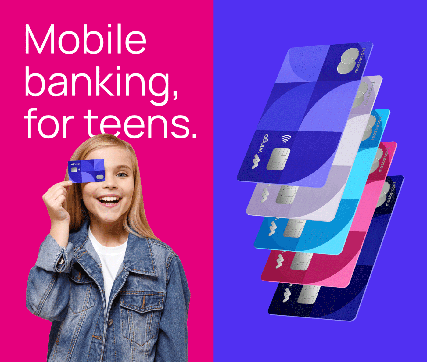 bank app  banking branding  card design credit card hoffman teen banking wingo blu purple