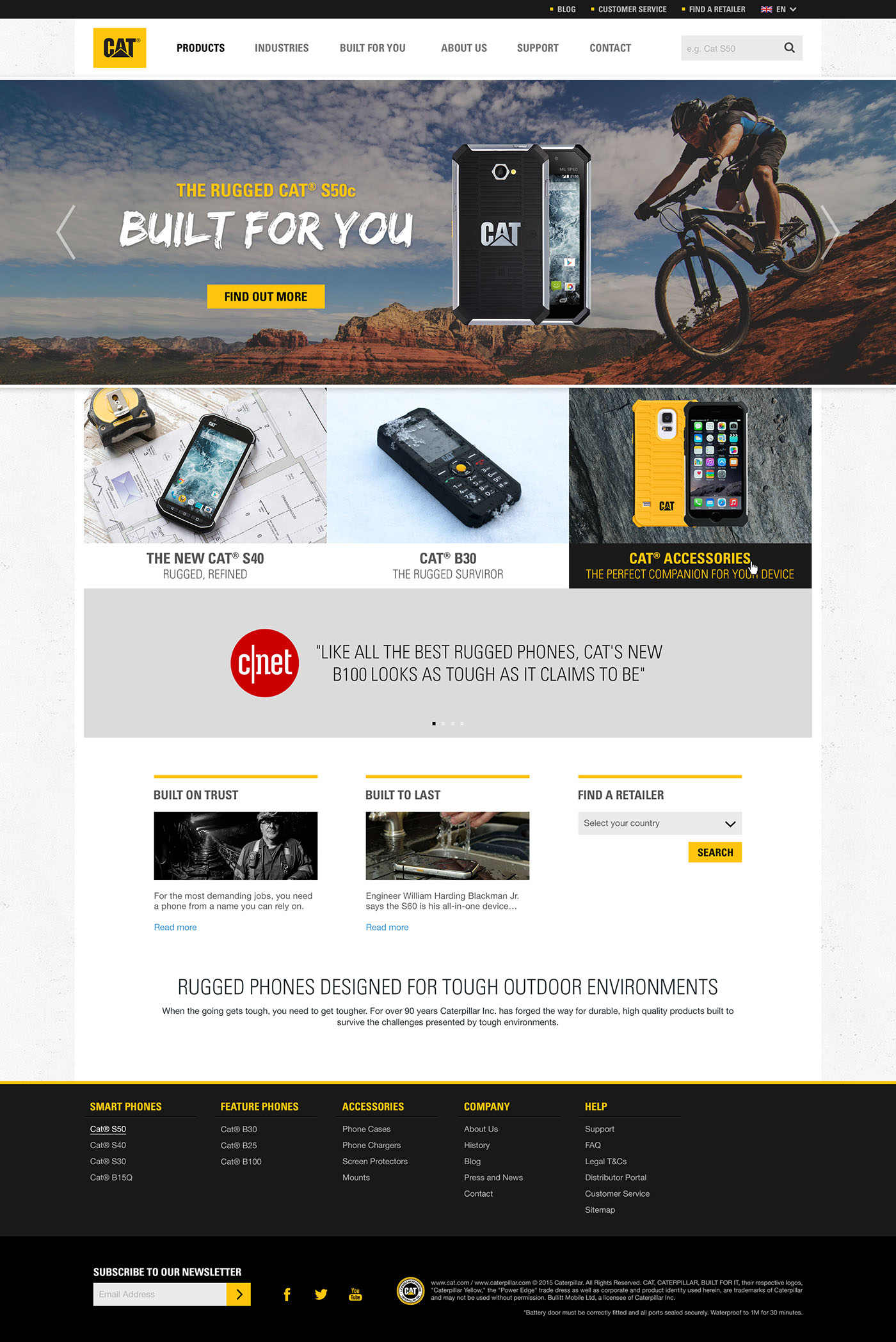Website bootstrap rugged construction smartphones mobile Caterpillar