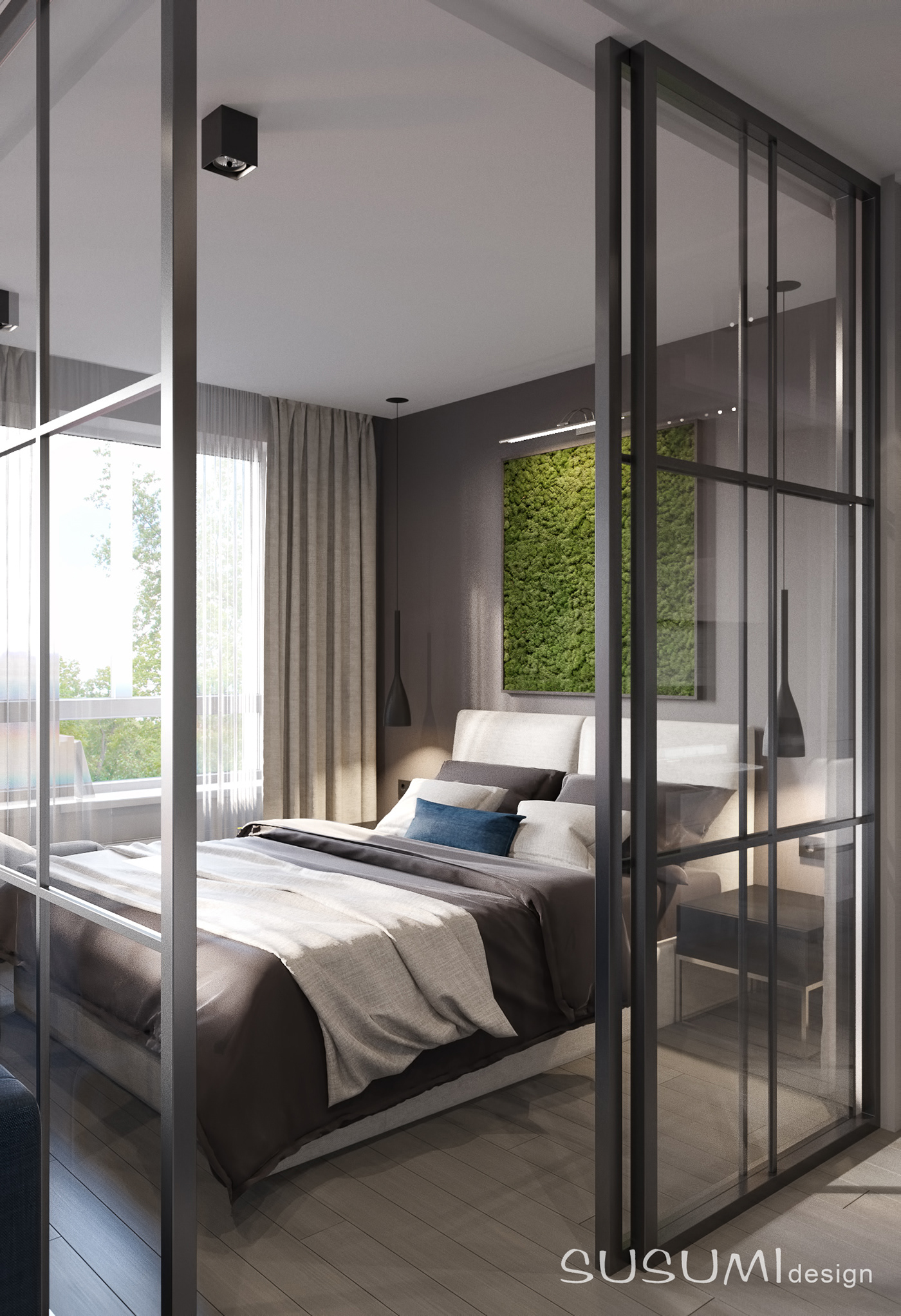 interior design  visualization small apartment Modern Design grey color