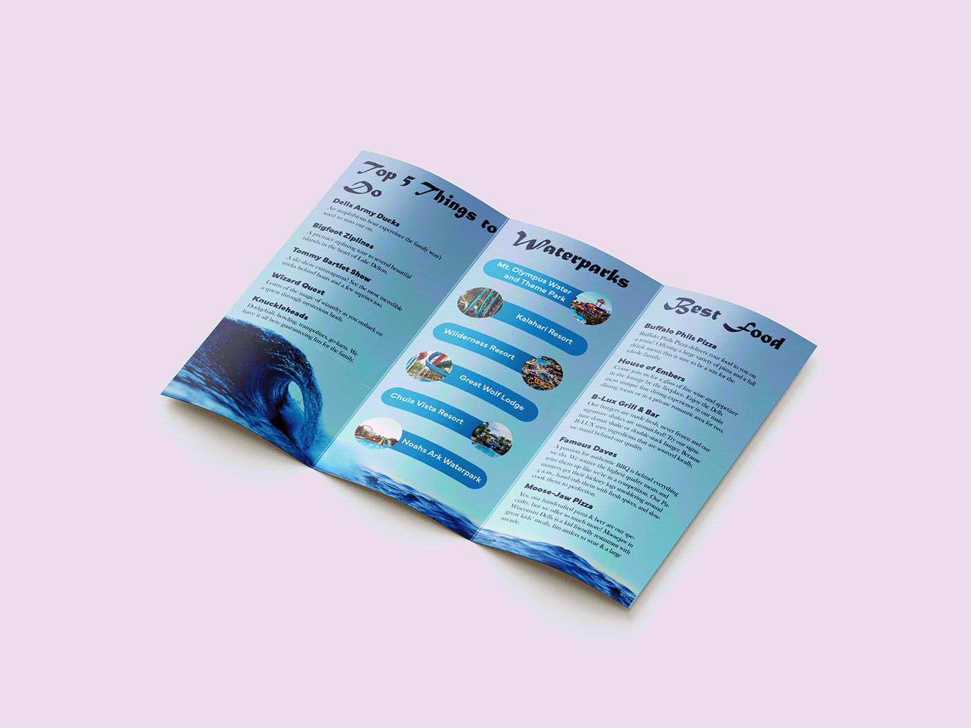 brochure Mockup projects vacations waterslides wisconsin dells