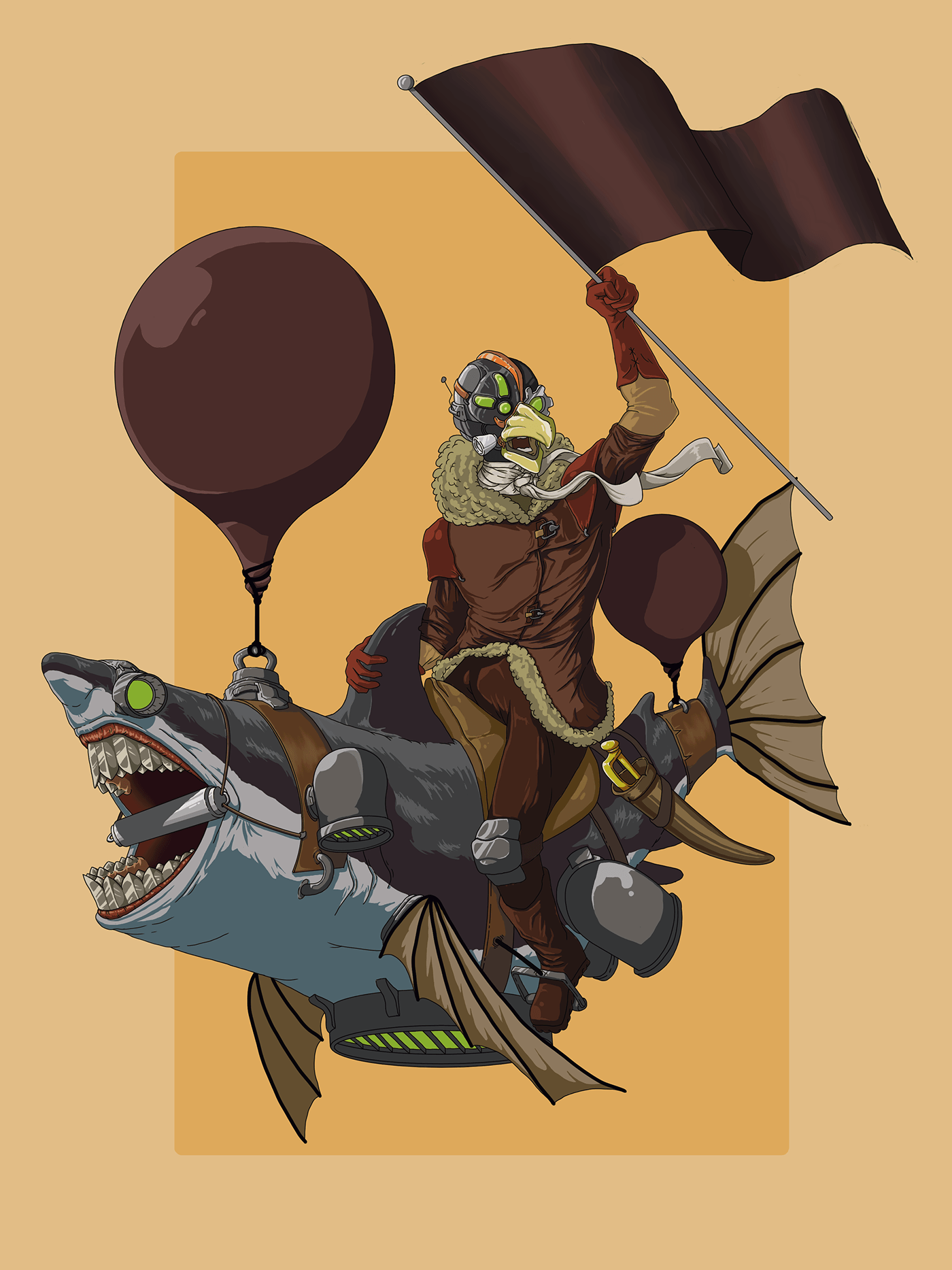 Just a drawing of shark raider. Maybe he's a revolutionist or something...