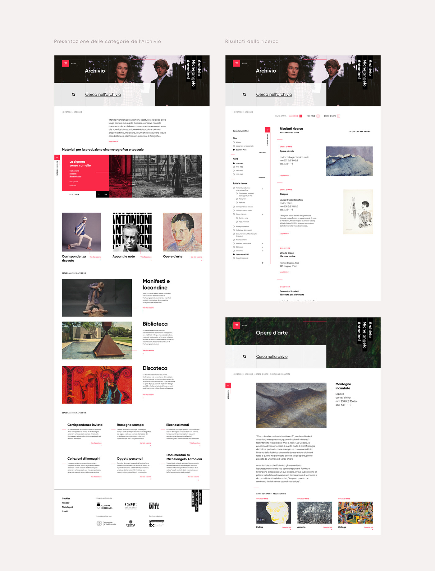 Archive ferrara graphic design  michelangelo antonioni museum UI Web Design 