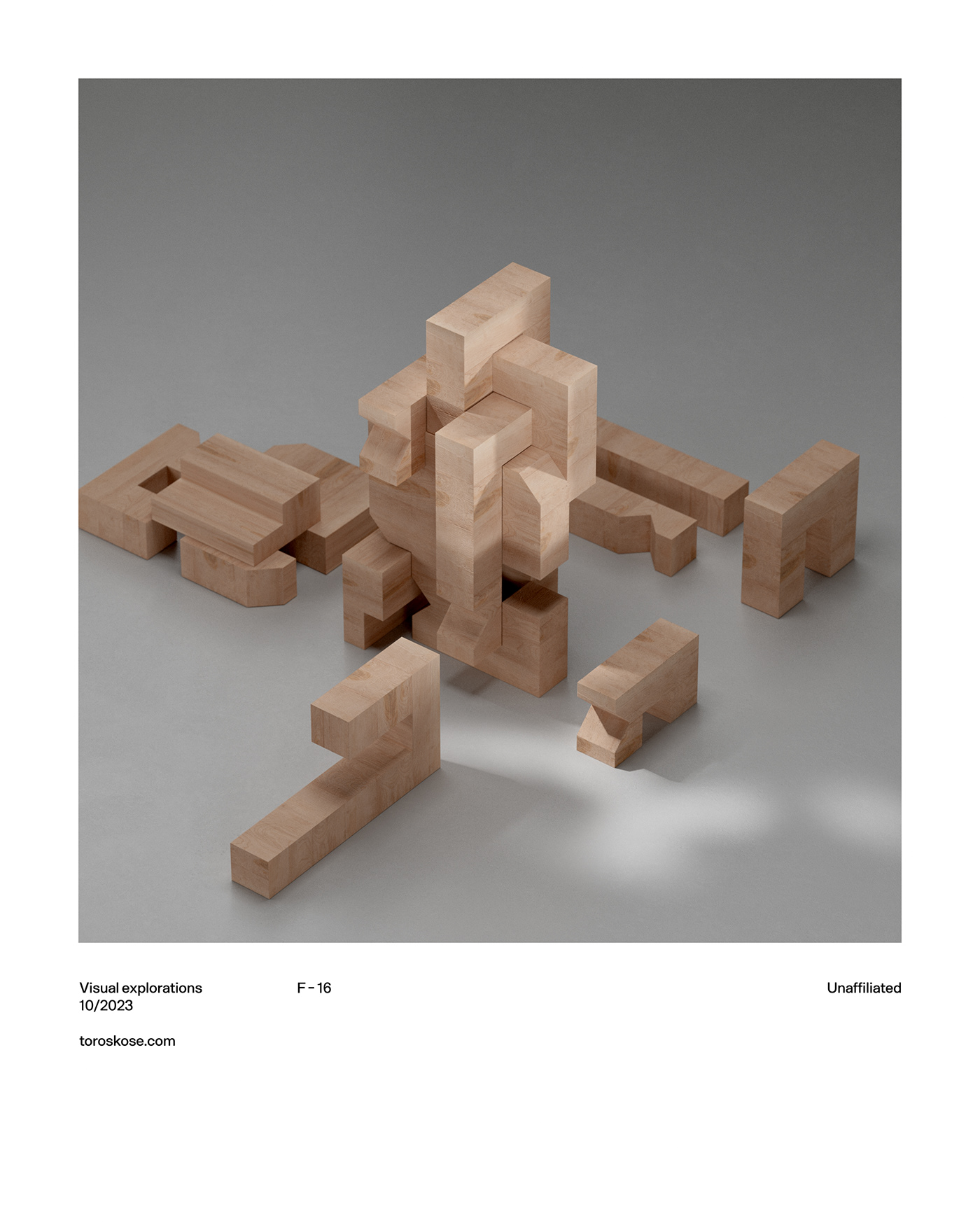 3D architecture Render visualization interior design  modern sculpture wood art abstract