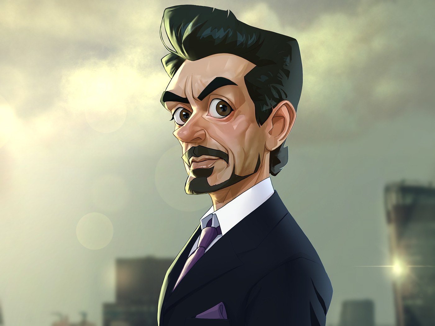 ironman robert downey jr caricature   Cartoony Character design  Digital Art 