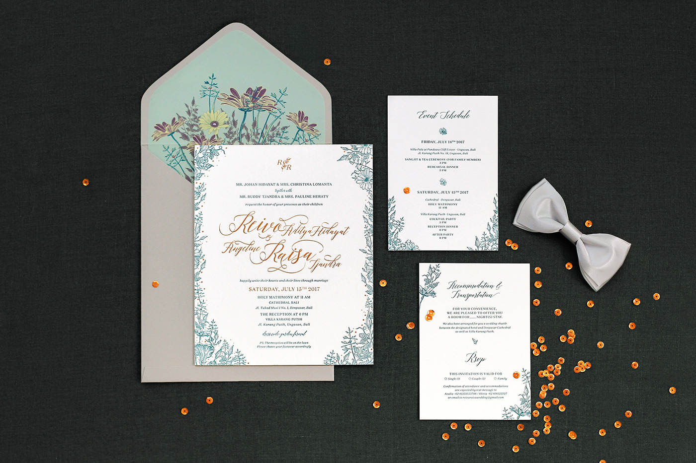 botanical design floral flower hand drawn hydrangea Invitation letterpress vintage wedding invitation