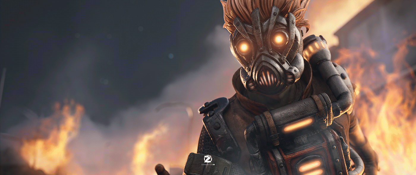 fire Render Character 3D vray cinema 4d photoshop Photography  apex legends Gaming