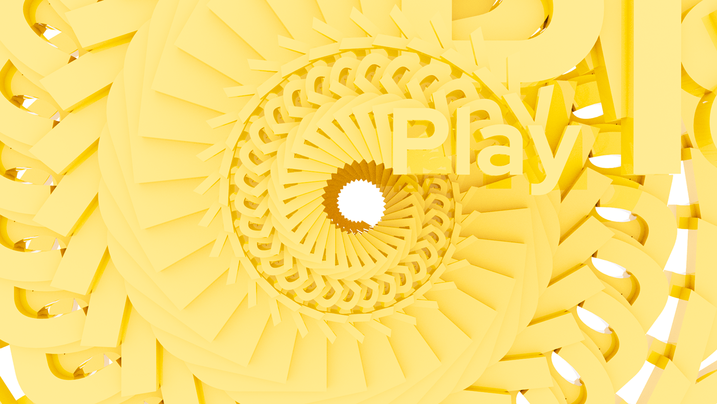 3D cloner with rotation effect, yellow 3D typography, sunflower