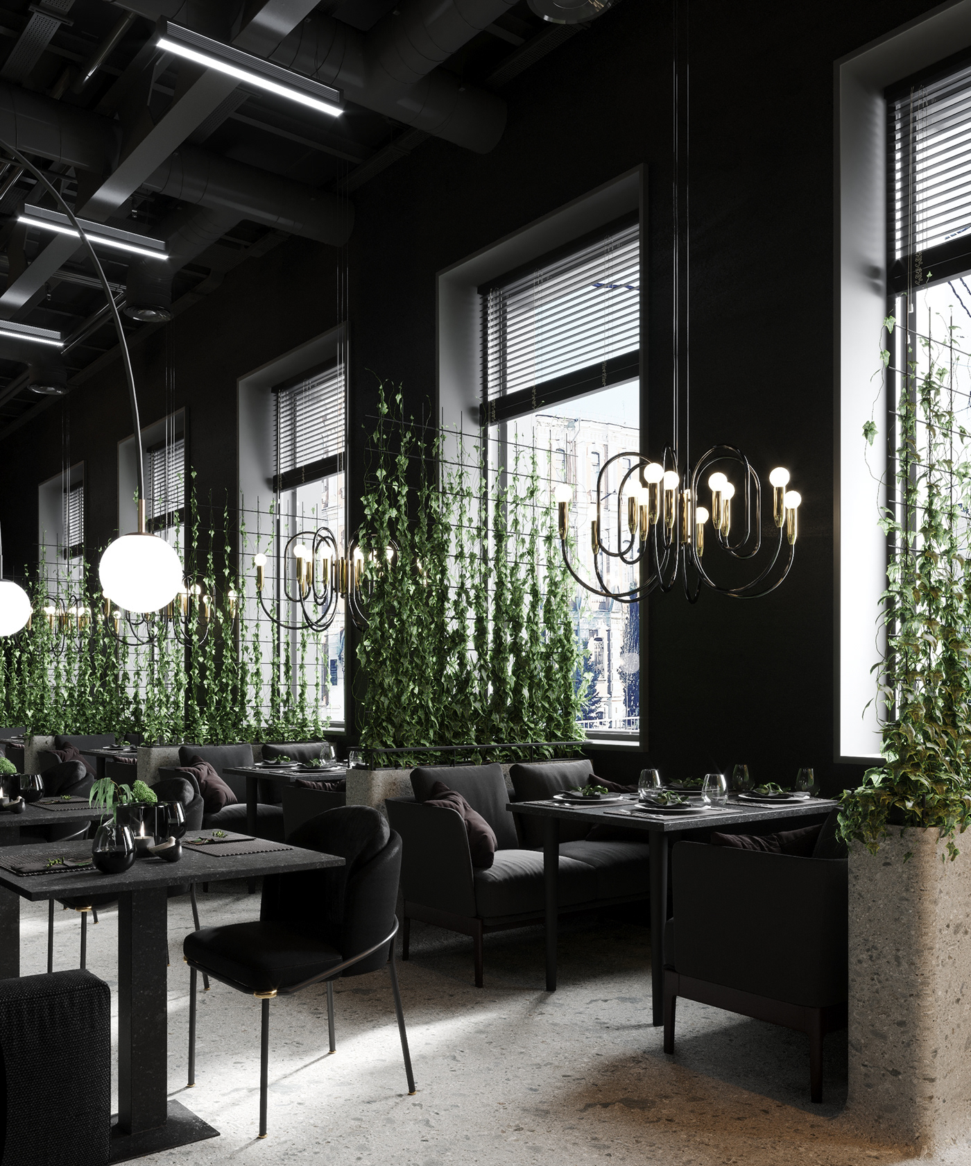 3dsmax architecture black cafe corona design idea Interior photoshop restaurant
