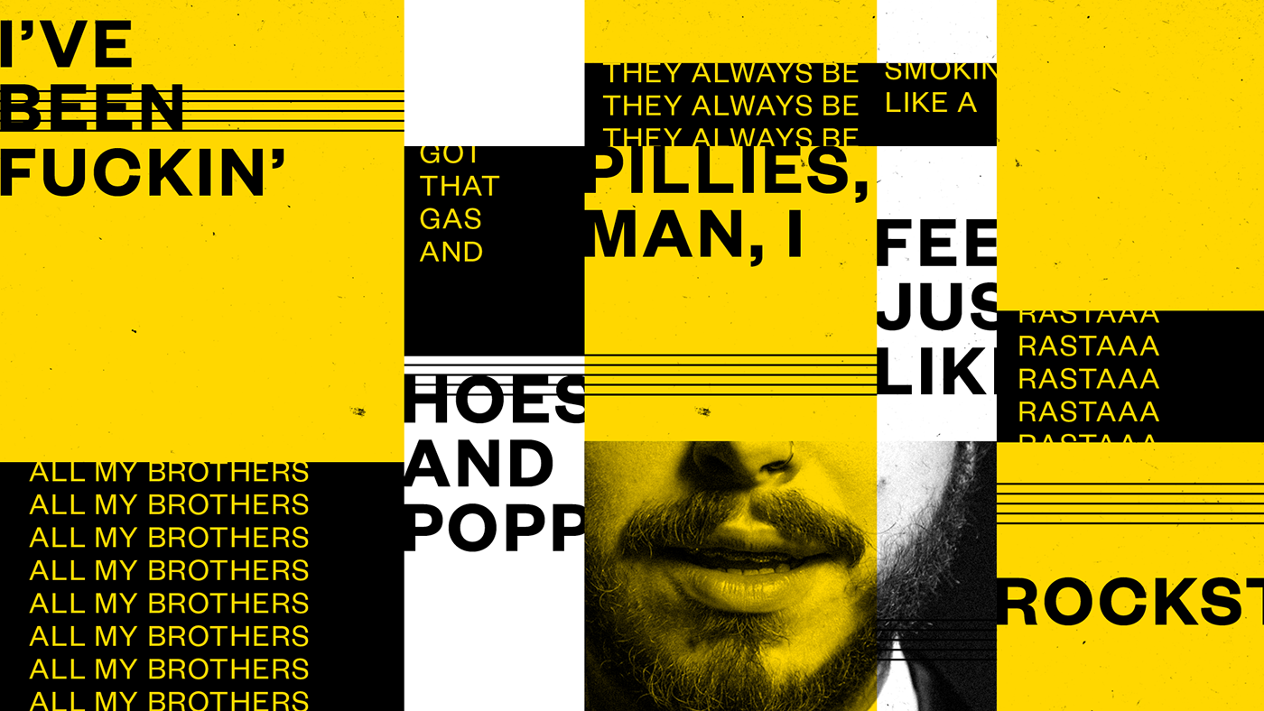 yellow Post Malone VICE motion typography   art direction  graphic design 