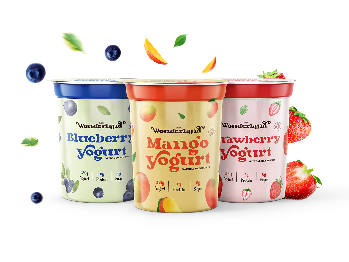 brand colorful Dairy fruits logo milk Packaging packaging design wonderland yogurt