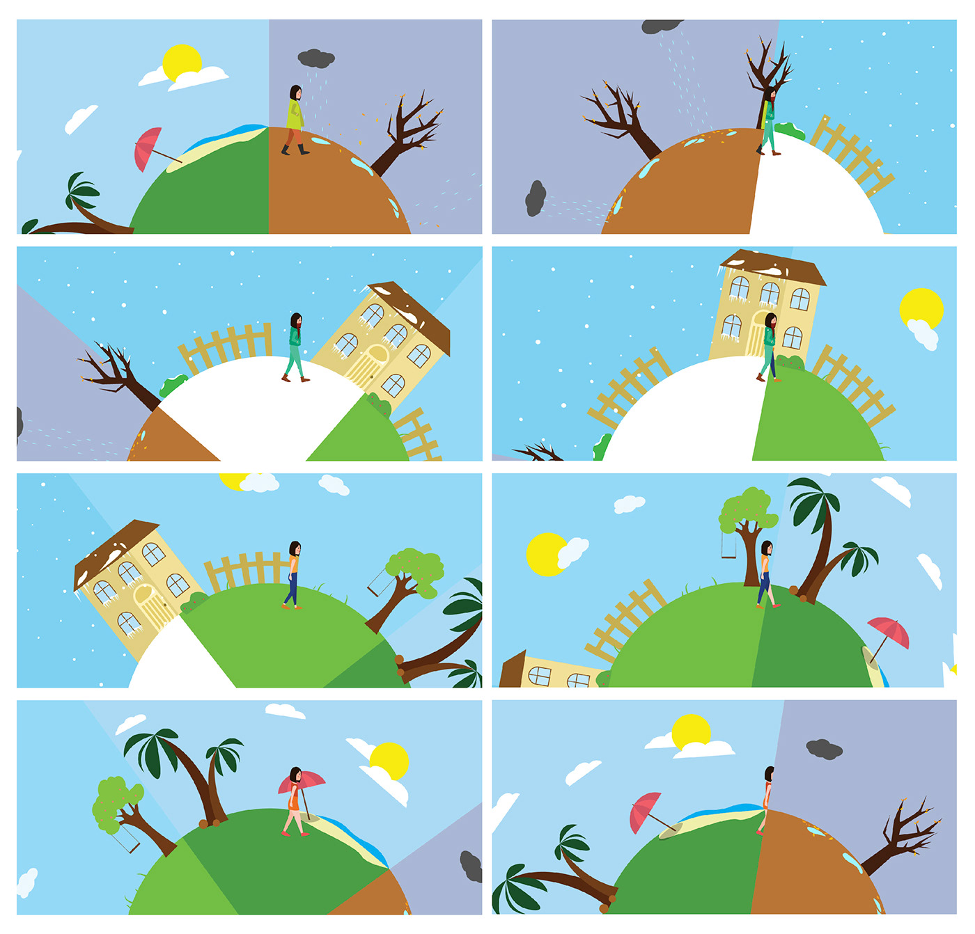 2D Animation animation  autumn flipbook ILLUSTRATION  seasons spring summer winter