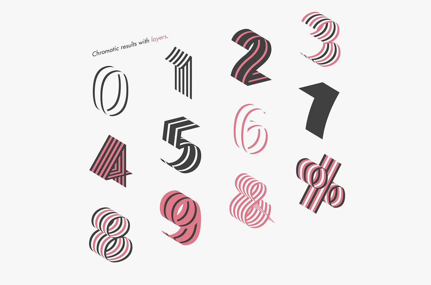 font Typeface 3D layered stripes Retro ribbon contemporary Display sans serif