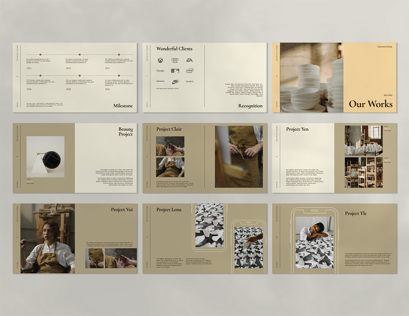 brand identity branding  brochure brown Keynote pitch deck portfolio Powerpoint presesntation template