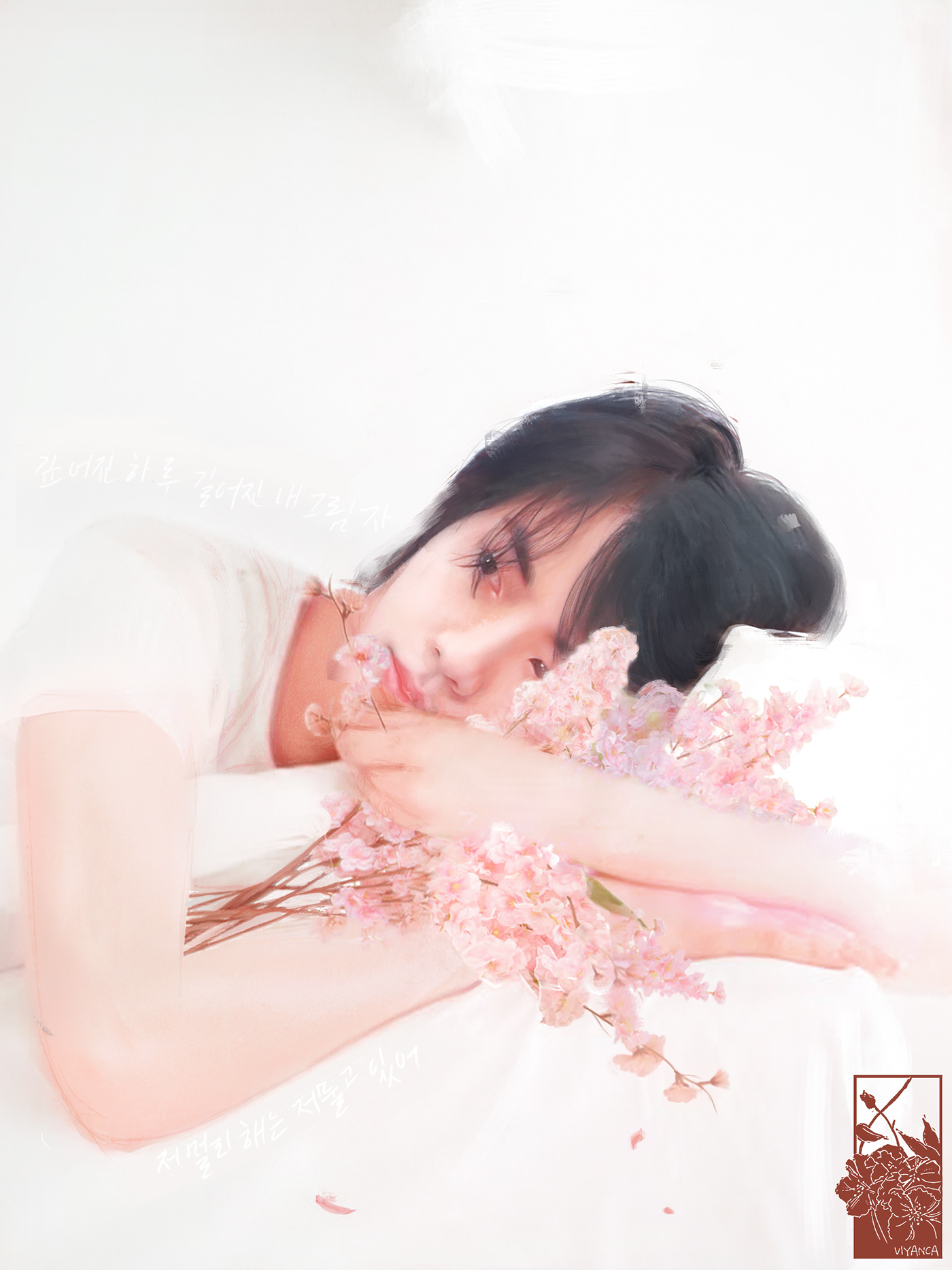 bts seokjin portrait Flowers pink floral