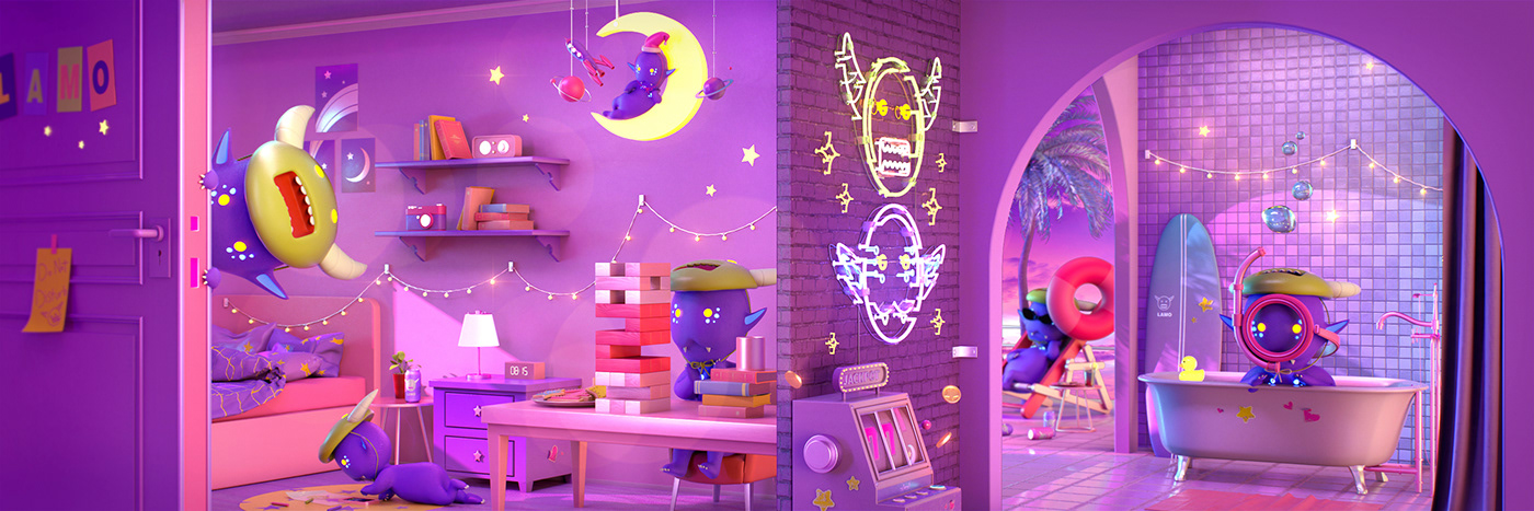 Character digitalart fairy house monster number room Zbrush purple