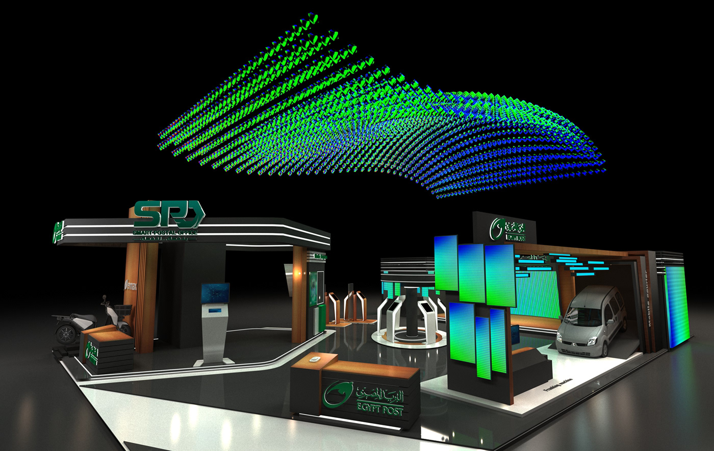 standesign Stand 3D booth design egyptpost ledscreens ict2019 ict2018 ict2017