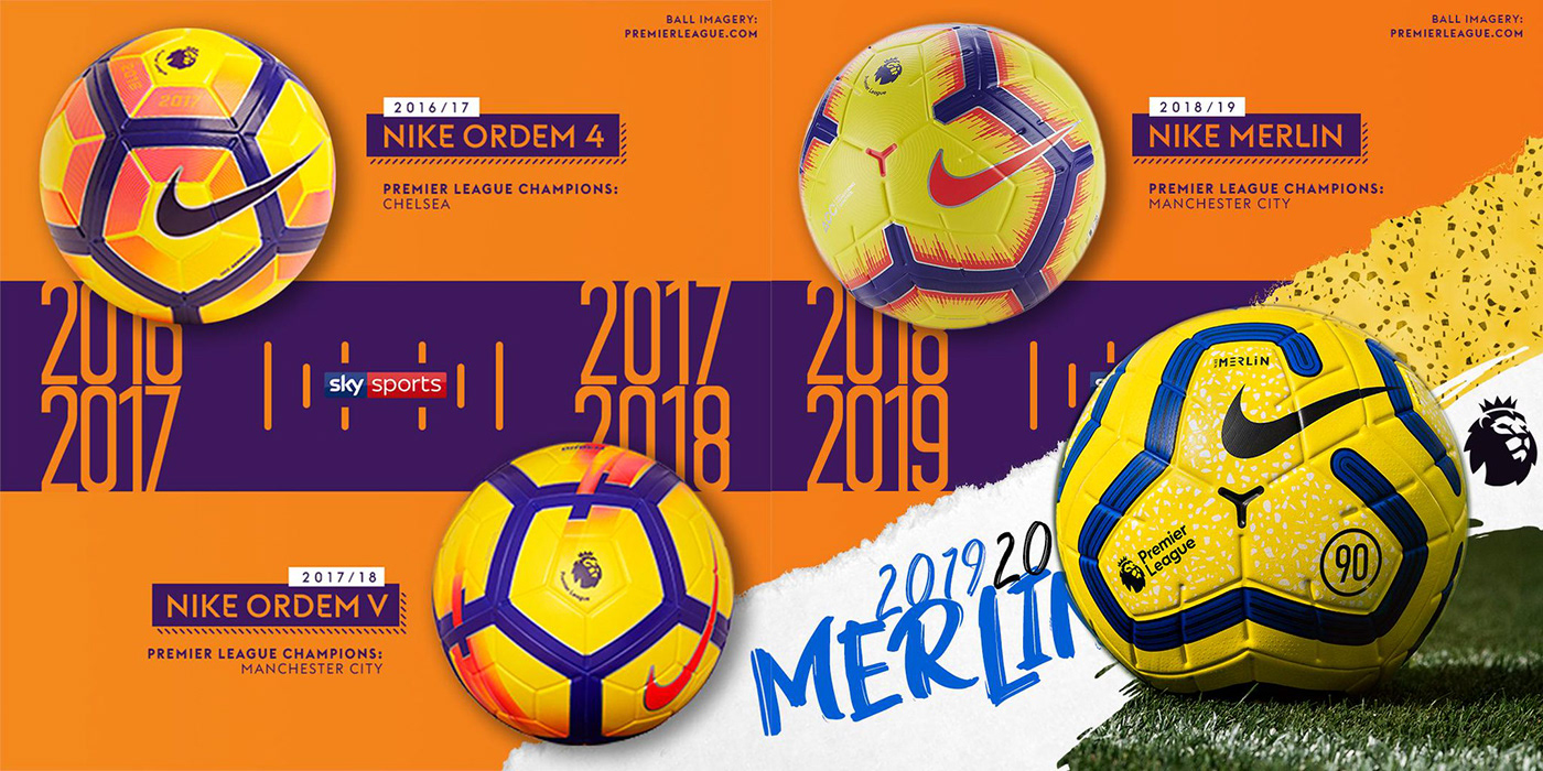 Nike merlin football soccer ball soccer graphic design  product design  Premier League Total 90 hi-vis