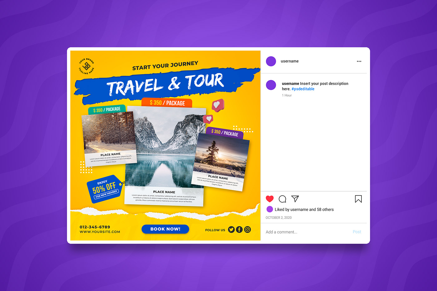 Tour travelling social media post design :: Behance