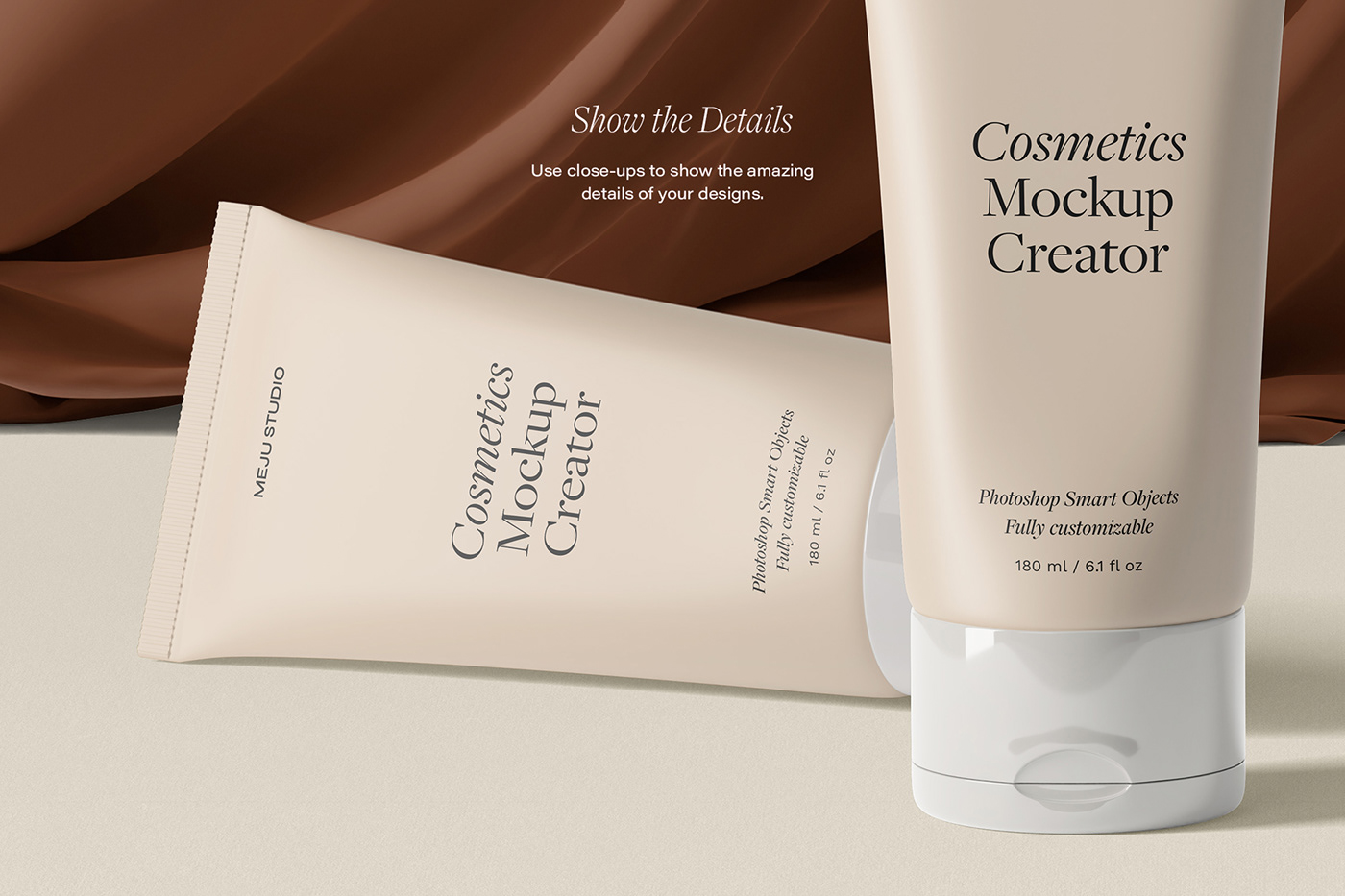 beauty Cosmetic Jar Mockup cosmetics cream mockup Packaging psd scene creator skincare Tube packaging free mockup 