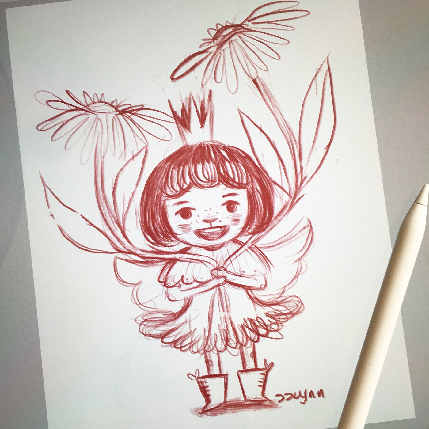 Digital Drawing ILLUSTRATION  girl spring Procreate artworks fairy Flowers