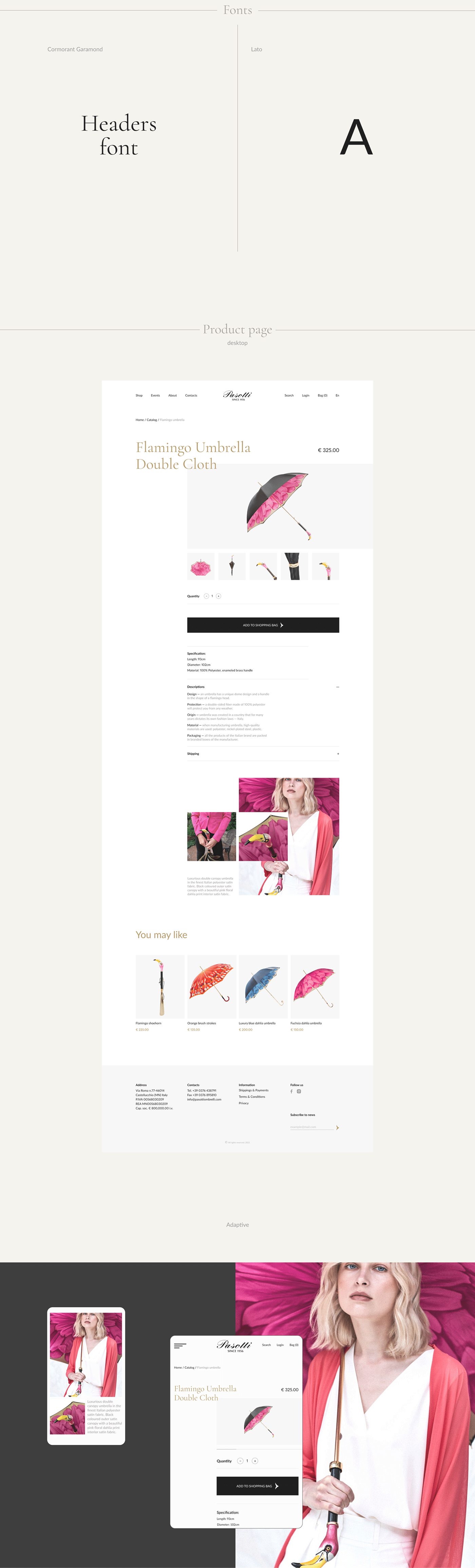 Ecommerce Fashion  Italy luxury brand online store typography   umbrellas uxui Webdesign интернет магазин
