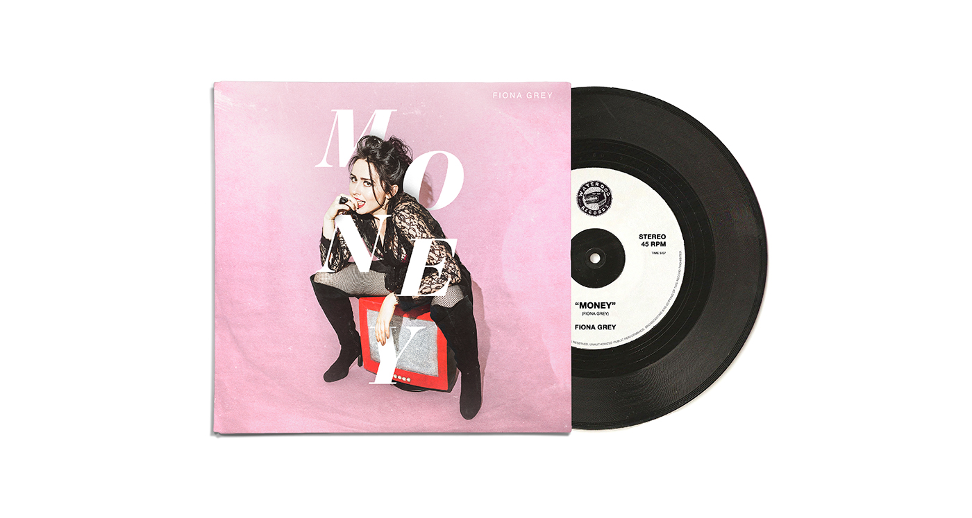 music vinyl record 45rpm 7 inch money typography   pink fiona grey