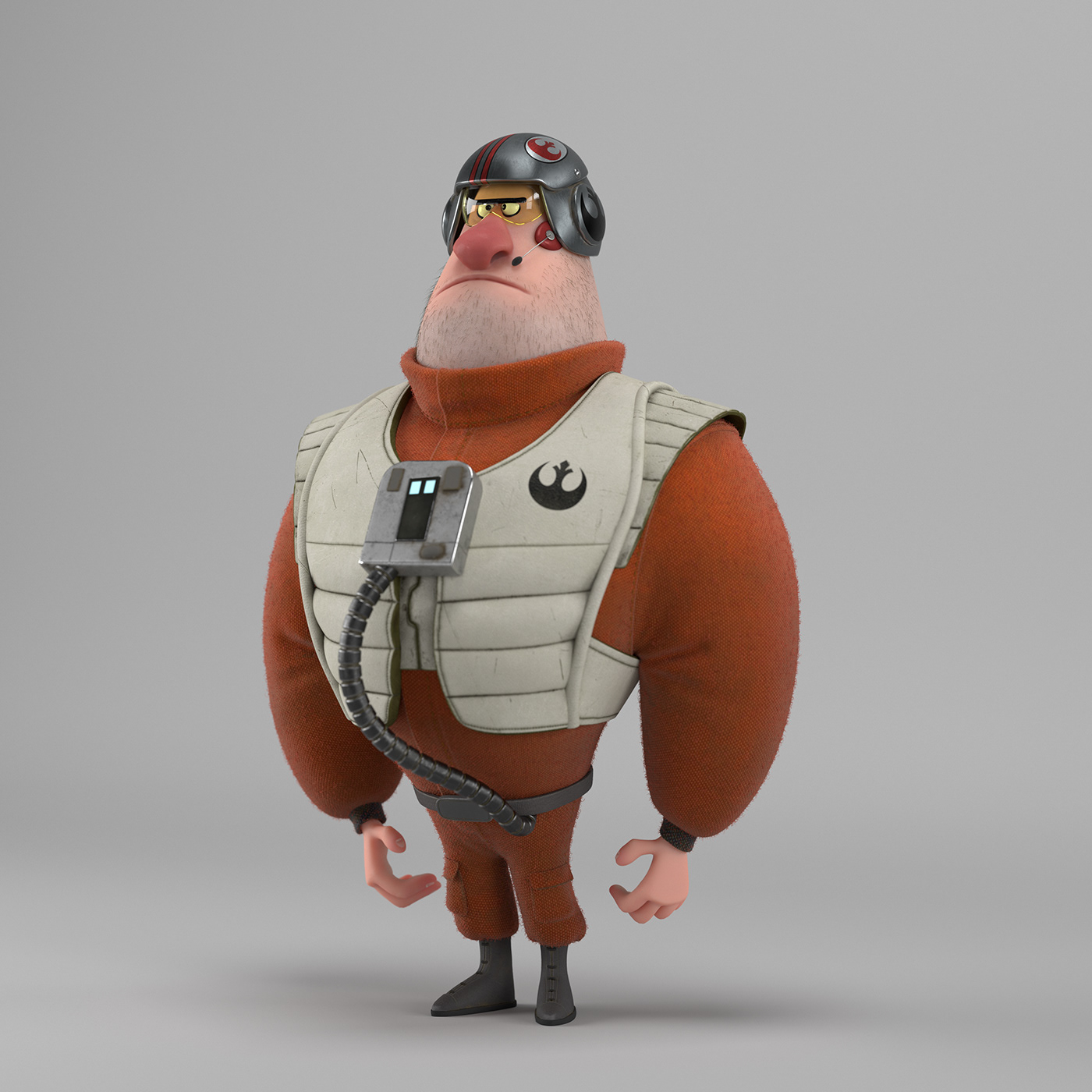 star wars Character design  3D Character Zbrush Maya cartoon character Pilot rebel