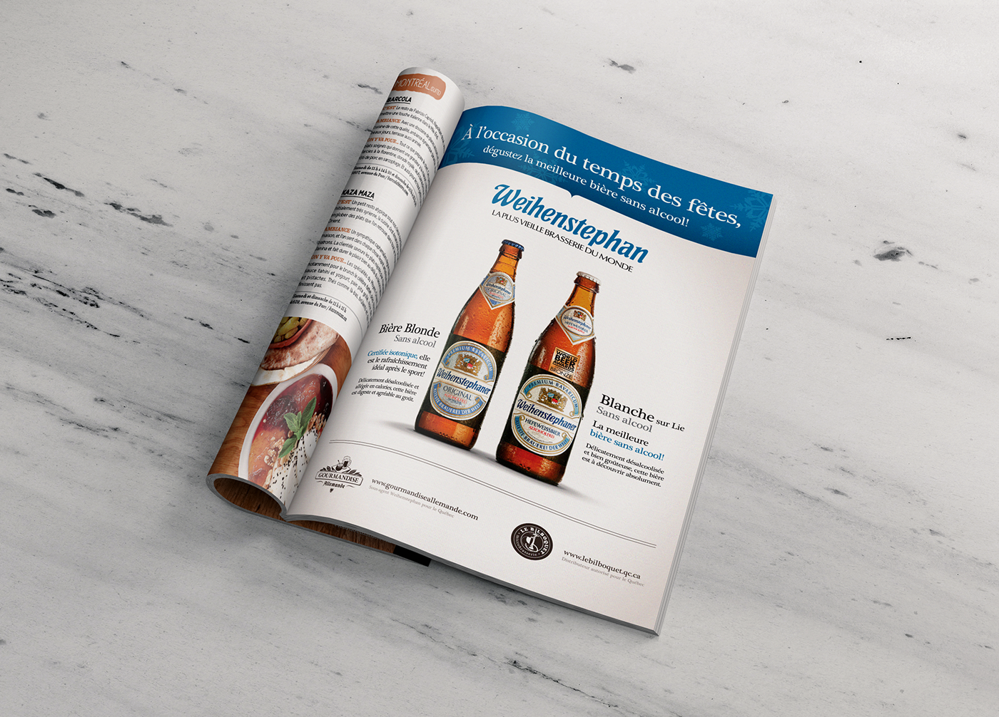 Advertising Campaign print design  marketing   Product Photography photo editing german beer Weihenstephan hefeweissbier Bushido studio créatif Quebec