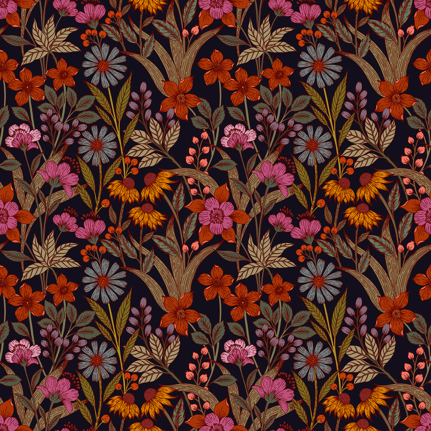 botanical pattern design seamless pattern floral freelancer Tropical prints Fashion 
