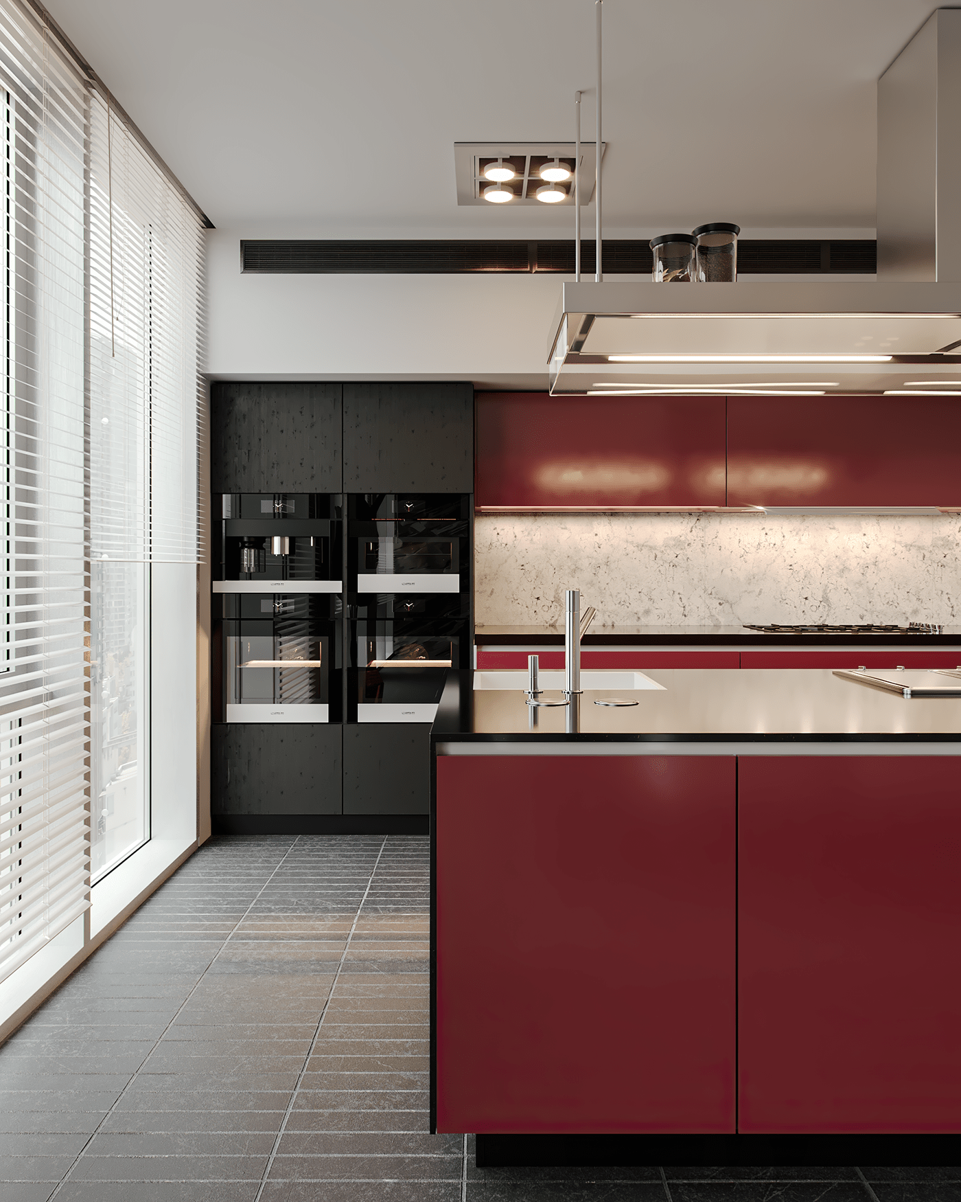 3D architecture corona house Interior kitchen Photography  Render
