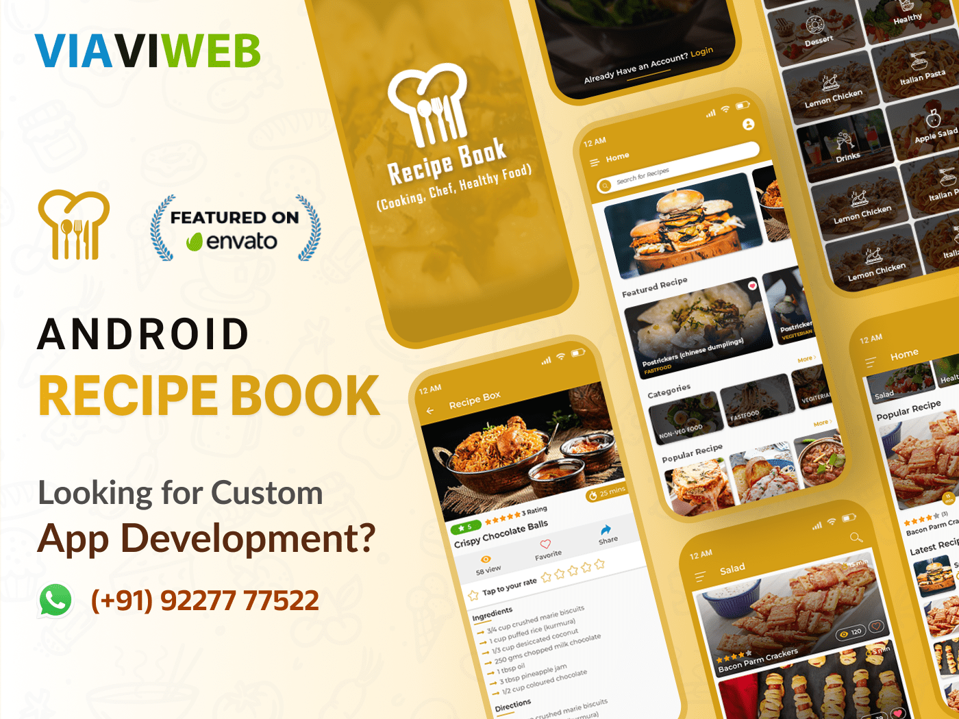recipe book recipe box Android Recipe Book chef app cooking app Cooking App Source Code Recipe Book App viaviweb viaviwebtech