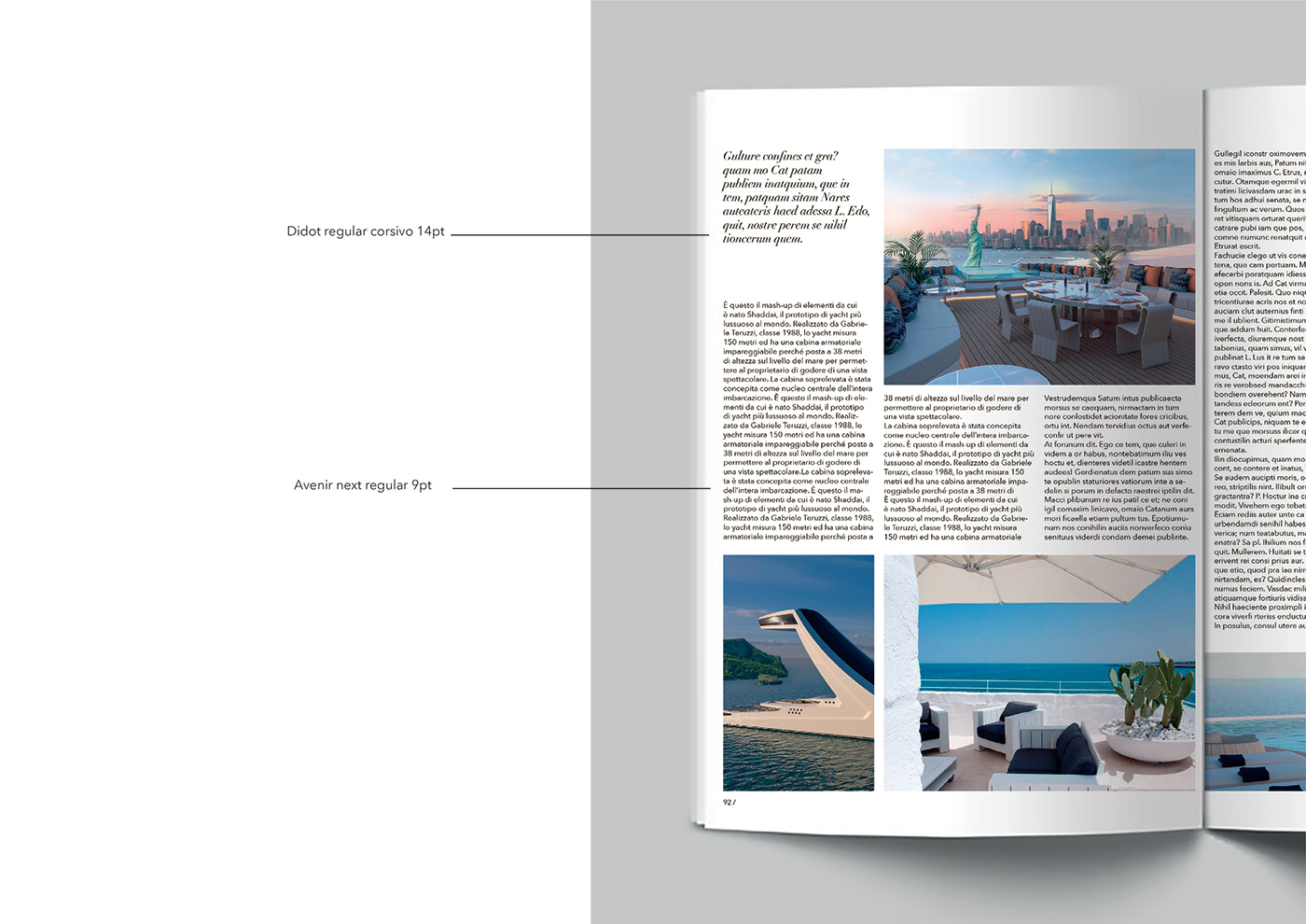 rivista magazine yacht interiordesign graficaeditoriale InDesign editorialproject