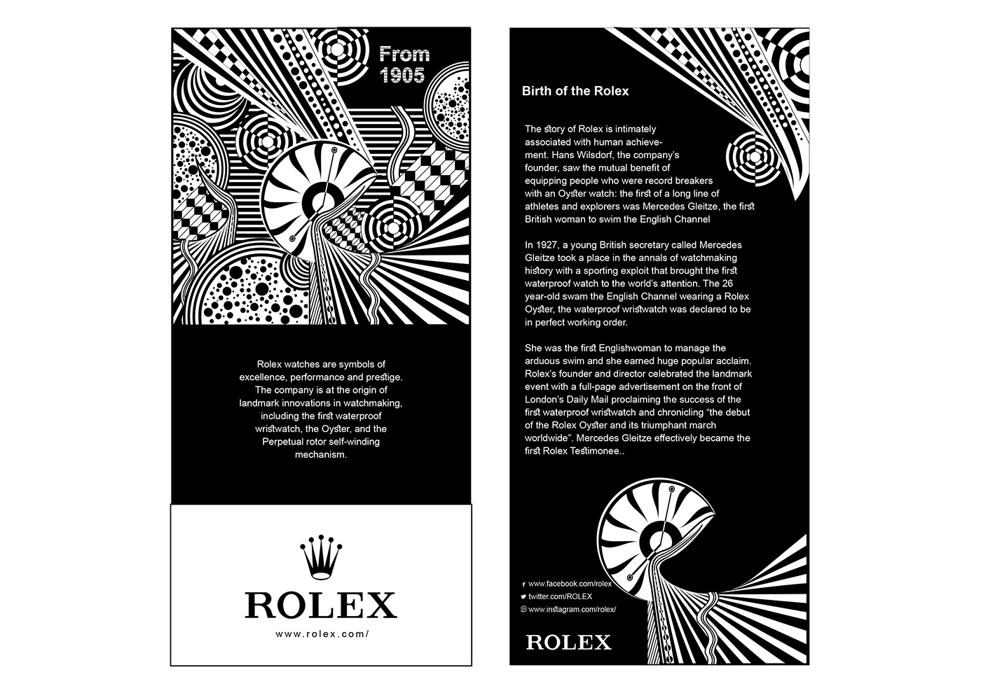 black and white design flyer gestalt Packaging rolex watch