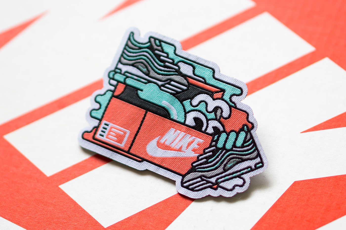 Nike sneakers school patch patch design lettering characters NIKE TOWN niketown
