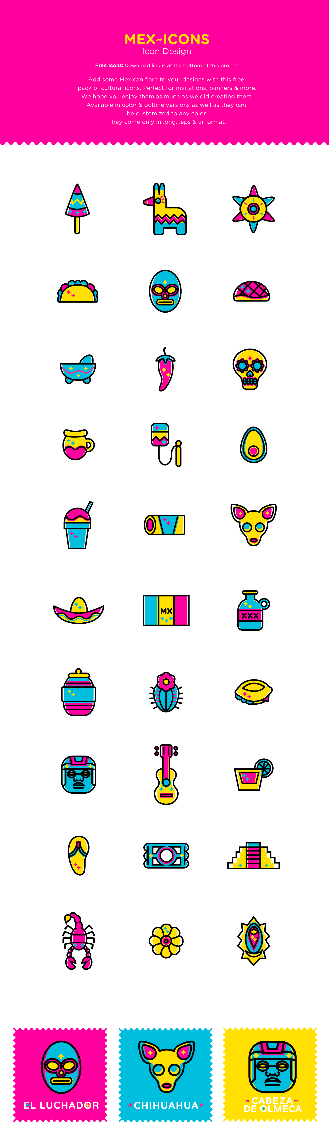 freeicons freesocialicons mexicanicons Mexican Piñata luchador ink8yte free icons mexicanflare chihuahua dog taco avocado