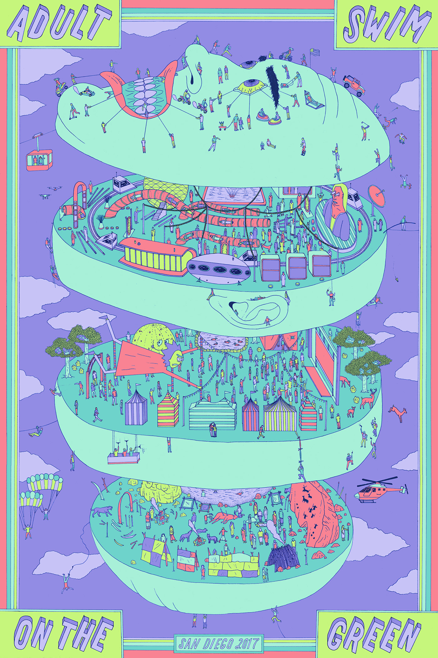 comic-con Adult Swim comicon Sandiego poster posterdesign weird funny crowd festival
