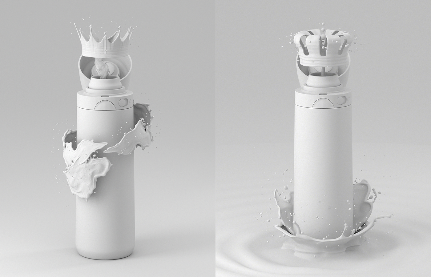 CGI key visual flask water royal crown 3D c4d modo octane