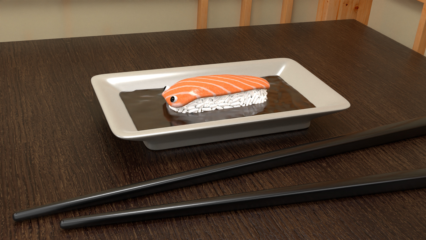 Character japan nigiri salmon Sushi