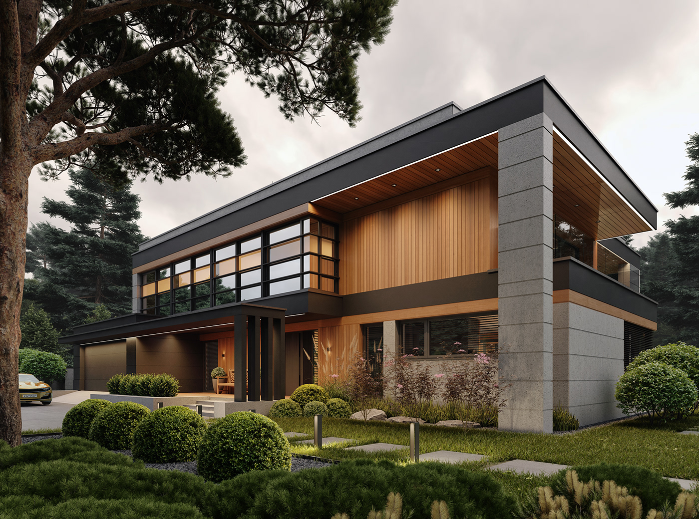 exclusive villa house in wood modern architecture modern house Modern Villa villa 3d image villa visualisation wooden house