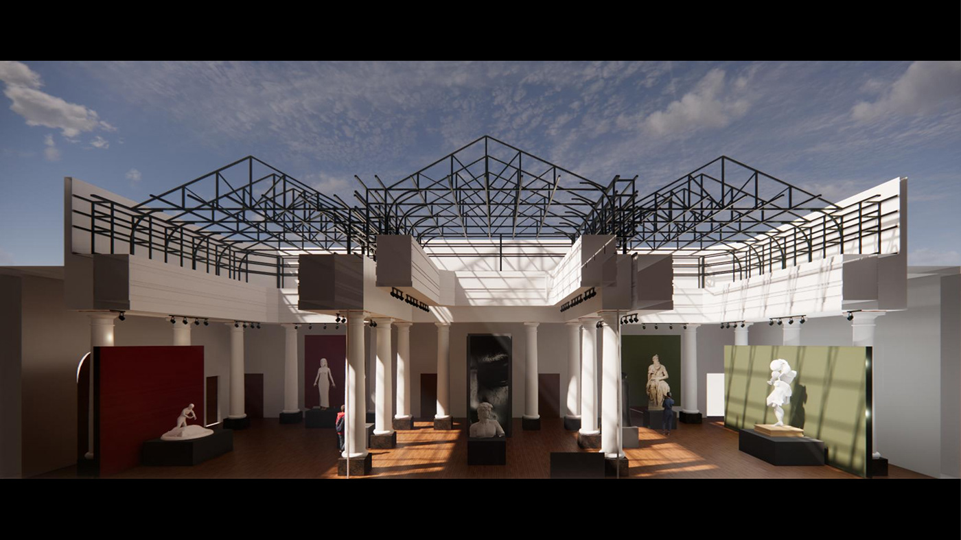 museografia museo Bellas artes pintura arte designer architecture 3D Render interior design 