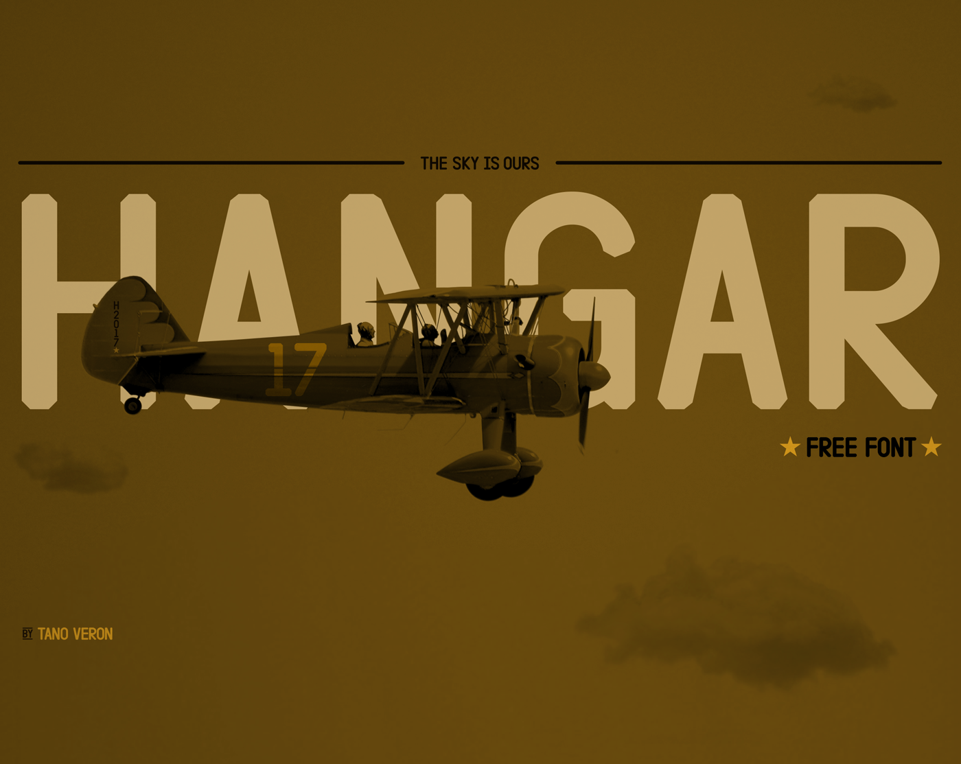 hangar Free font type plane Fly militar Retro vintage tano