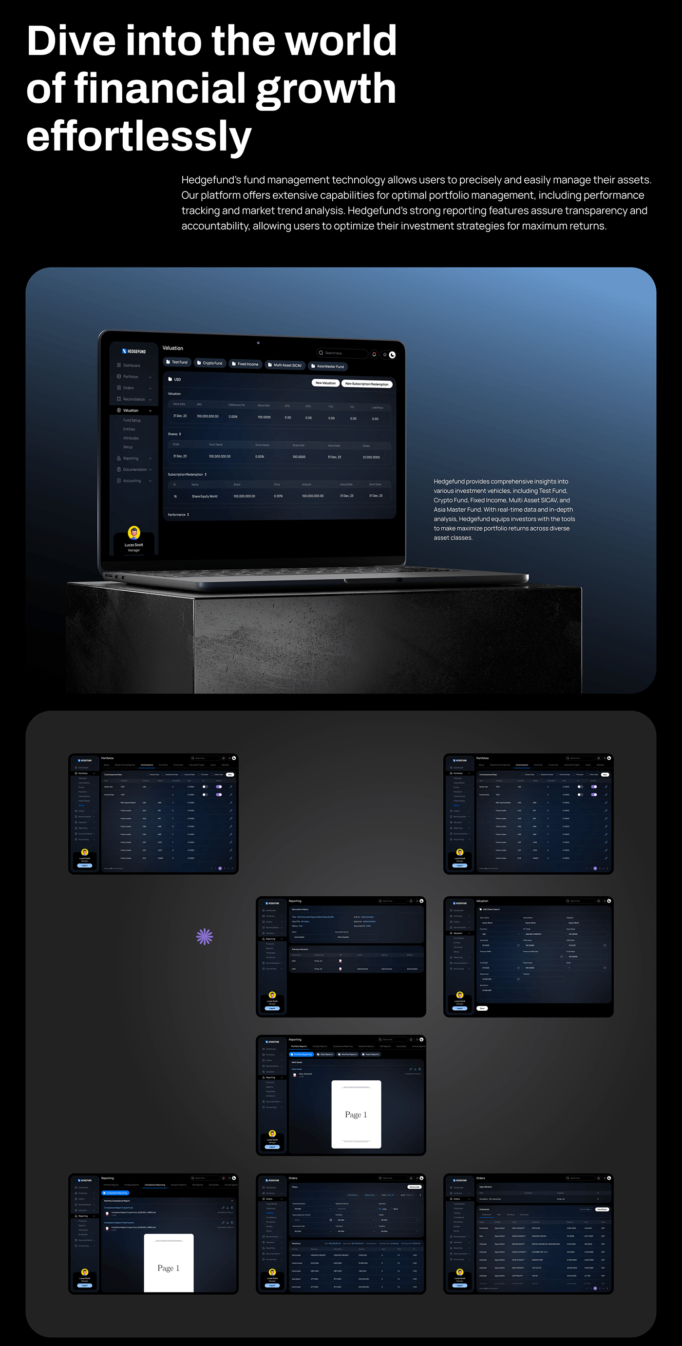 Hedge Fund finance crypto dashboard dashboard design management system design UI/UX ui design