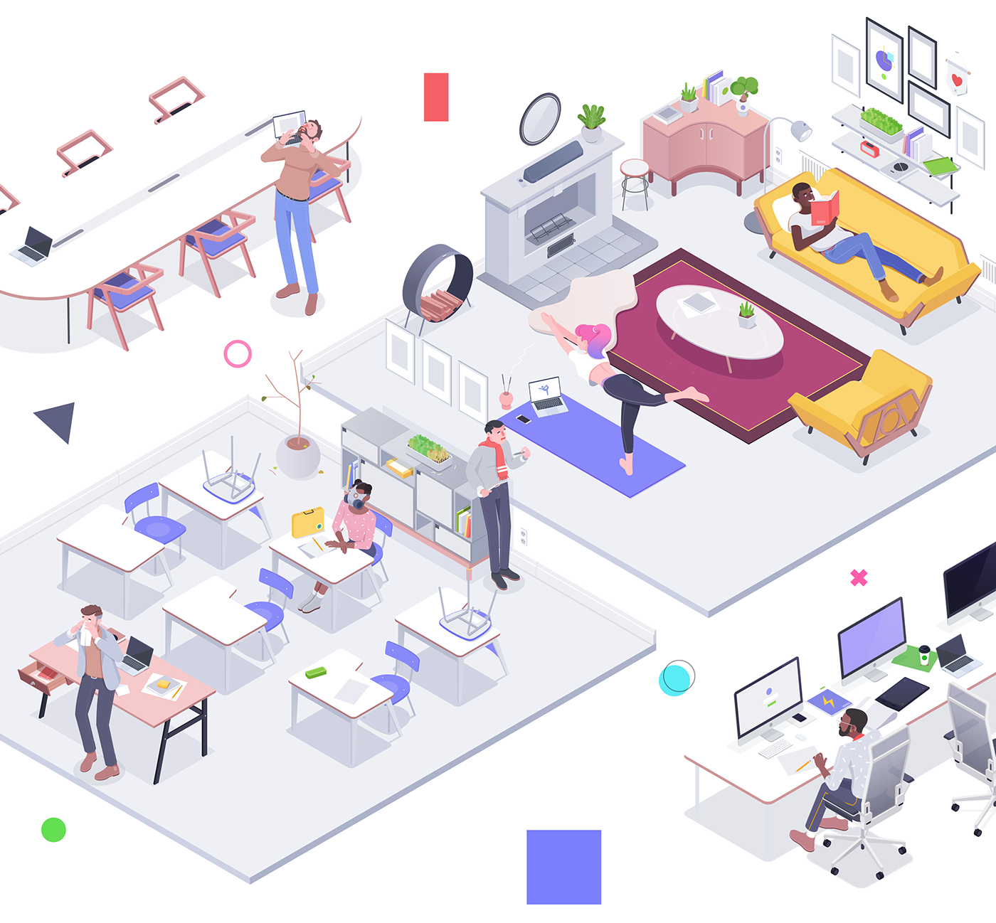Rboy Rocketboy Character design Isometric Office business