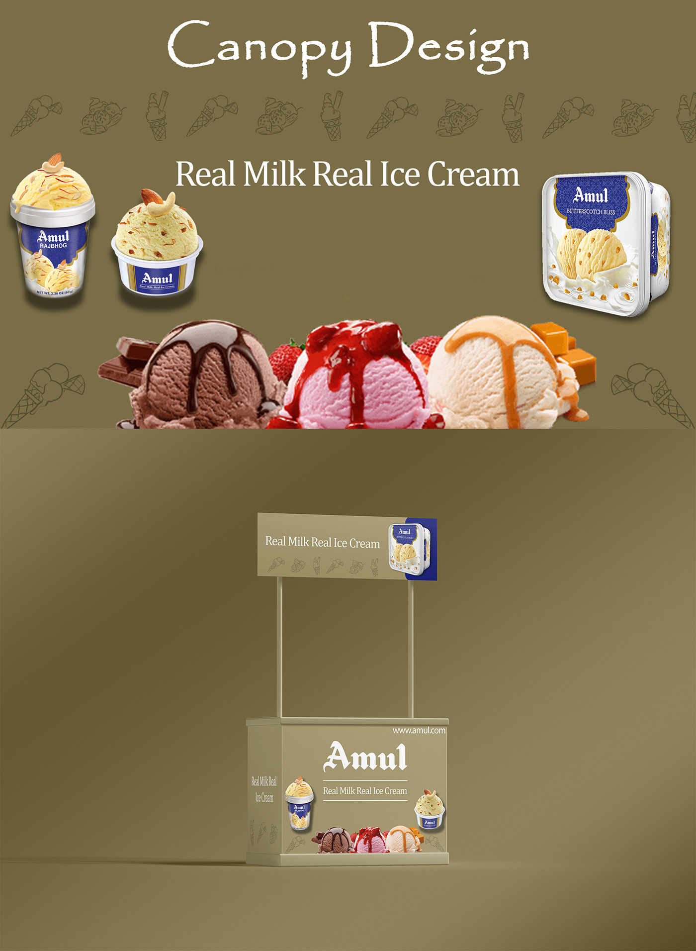 canopy design design designer graphic Logo Design branding  Amul ice cream brand identity marketing  