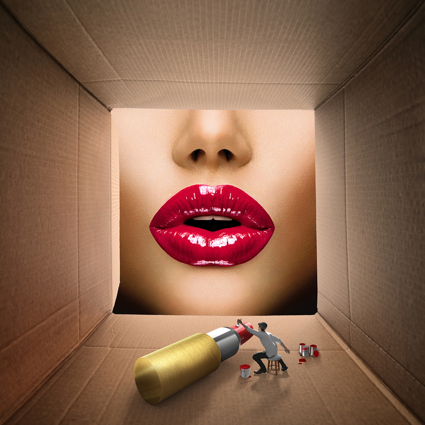 Aachen werbeagenturaachen lips Miniature composing Bildbearbeitung karton Retusche lipstick creative