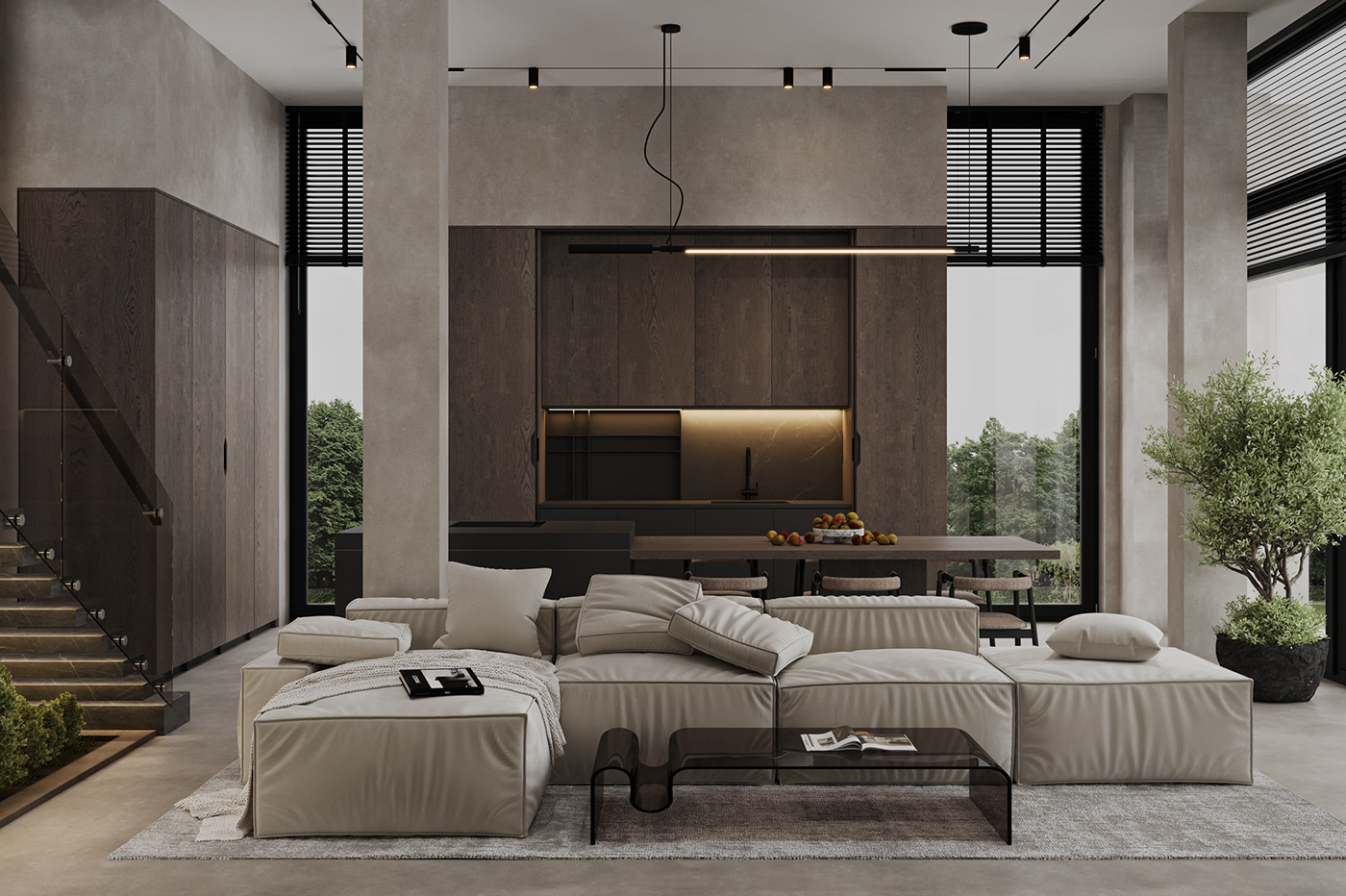 Villa apartment Architecture Photography living room Minimalism Photography  corona livingroom Render visualization